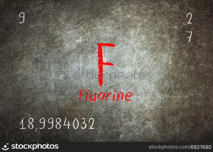 Isolated blackboard with periodic table, Fluorine, Chemistry