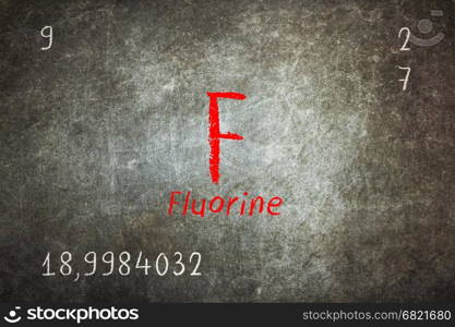 Isolated blackboard with periodic table, Fluorine, Chemistry