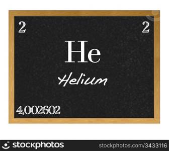Isolated blackboard with periodic table, Helium.