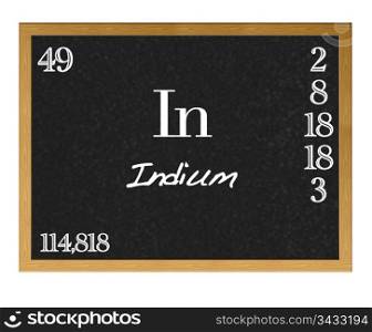 Isolated blackboard with periodic table, Indium.