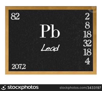 Isolated blackboard with periodic table, Lead.
