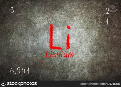 Isolated blackboard with periodic table, Lithium, Chemistry