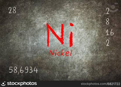 Isolated blackboard with periodic table, Nickel, Chemistry