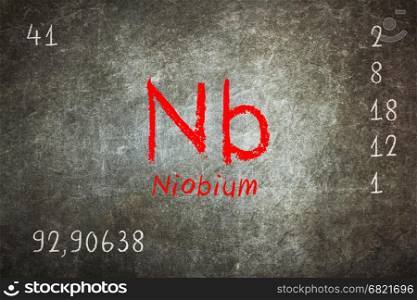 Isolated blackboard with periodic table, Niobium, chemistry