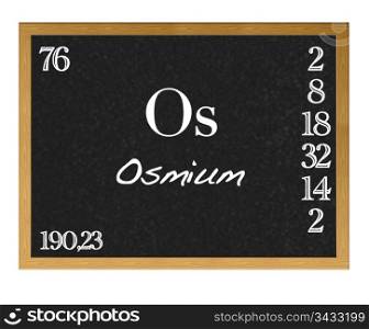 Isolated blackboard with periodic table, Osmium.