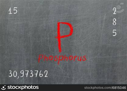 Isolated blackboard with periodic table, Phosphorus, Chemistry