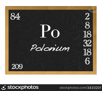 Isolated blackboard with periodic table, Polonium.
