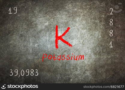 Isolated blackboard with periodic table, Potassium, Chemistry