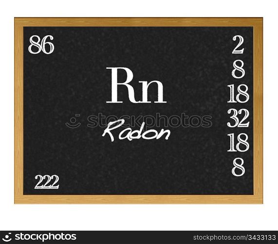 Isolated blackboard with periodic table, Radon.