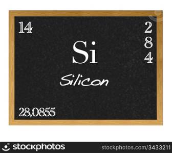 Isolated blackboard with periodic table, Silicon.