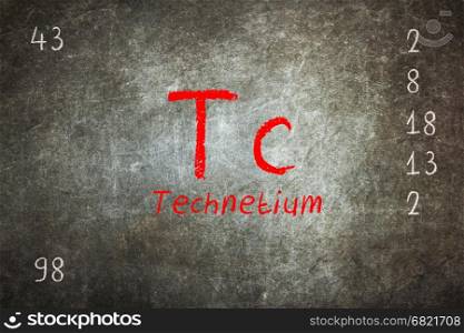Isolated blackboard with periodic table, Technetium, chemistry