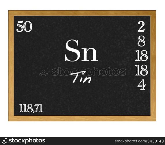 Isolated blackboard with periodic table, Tin.