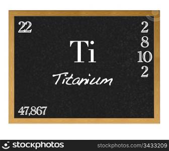 Isolated blackboard with periodic table, Titanium.