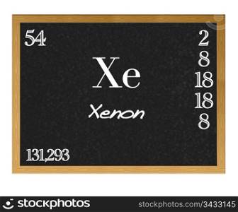 Isolated blackboard with periodic table, Xenon.
