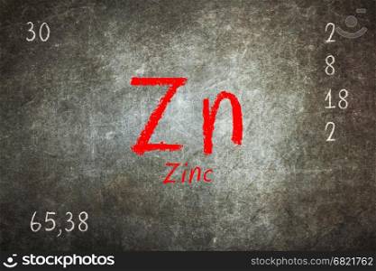 Isolated blackboard with periodic table, Zinc, Chemistry