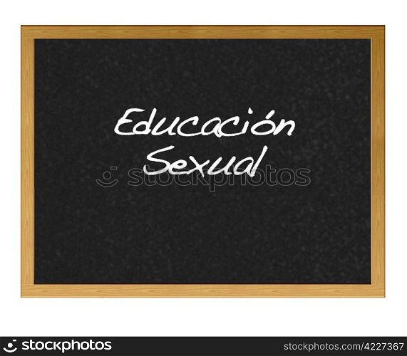 Isolated blackboard with sex education.