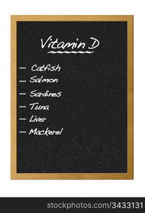 Isolated blackboard with vitamin D.