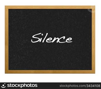 Isolated blackboard with word silence.