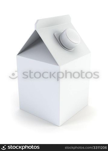 isolated blank milk box 3d rendering
