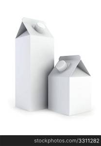isolated blank milk boxes 3d rendering