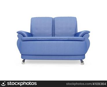 isolated blue sofa over white background