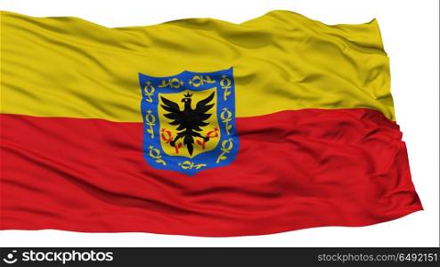 Isolated Bogota City Flag, Capital City of Colombia, Waving on White Background, High Resolution