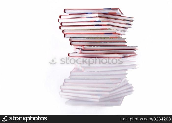 Isolated books stack viewed from above, book tower