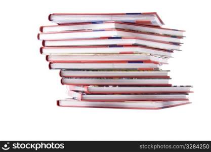 Isolated books stack viewed from above, book tower