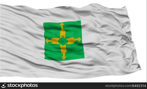 Isolated Brasilia City Flag, Capital City of Brazil, Waving on White Background, High Resolution