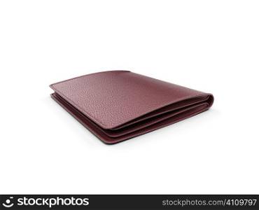 isolated brown leather wallet over white