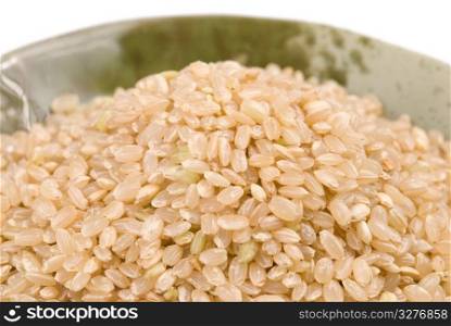 Isolated brown rice in bowl, main food of Japanese