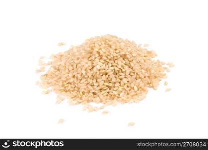 Isolated brown rice , main food of Japanese and chinese