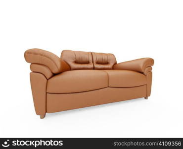 isolated brown sofa over white background