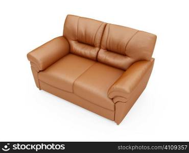 isolated brown sofa over white background