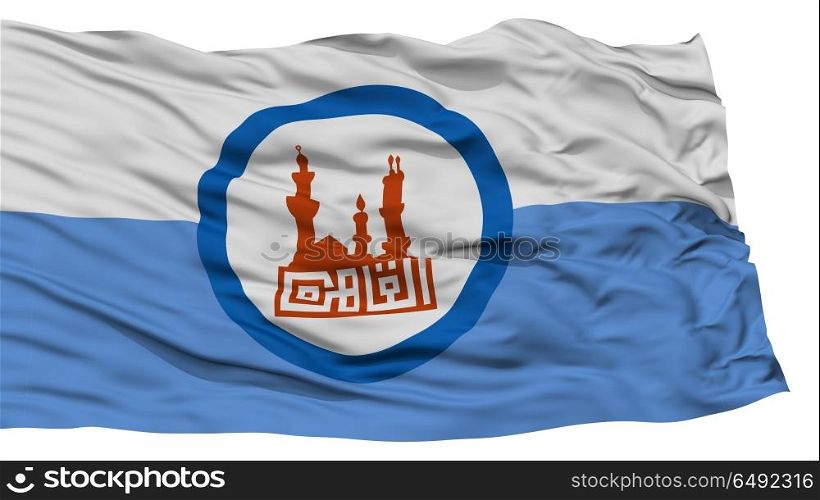 Isolated Cairo City Flag, Capital City of Egypt, Waving on White Background, High Resolution