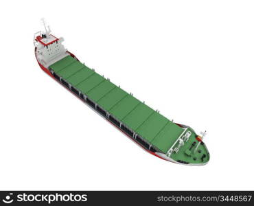 isolated cargo ship over white