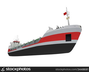 isolated cargo ship over white