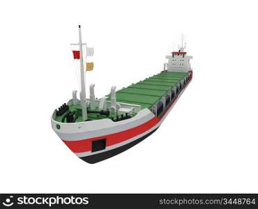 isolated cargo ship over white