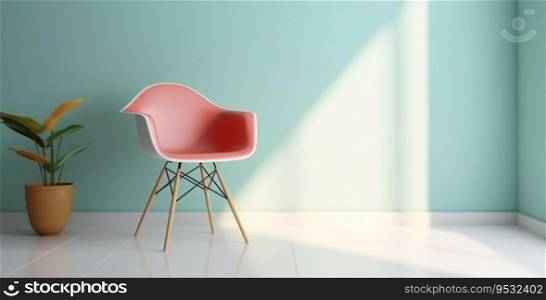 Isolated chair in colour with copy space background