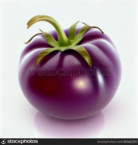 Isolated Cherokee Purple Tomato on a white background. Designer, genetically modified vegetable. Ai generative. Isolated Cherokee Purple Tomato on a white background.
