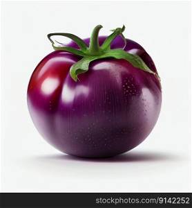 Isolated Cherokee Purple Tomato on a white background. Designer, genetically modified vegetable. Ai generative. Isolated Cherokee Purple Tomato on a white background.