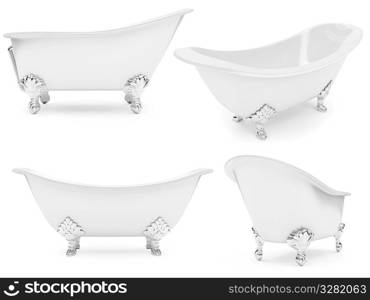 Isolated collection of baths over white background