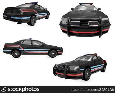 Isolated collection of black police car