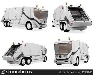 Isolated collection of concept trash truck