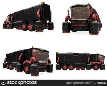 Isolated collection of concept wash truck