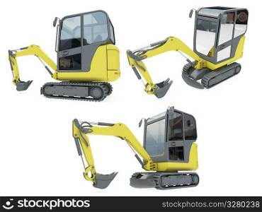 Isolated collection of construction vehicle