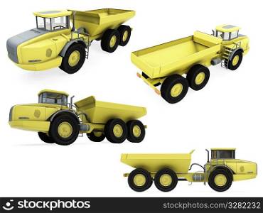 Isolated collection of construction vehicle