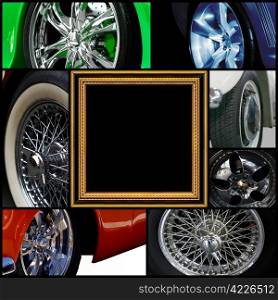 Isolated collection of different wheels otsportivnyh Car