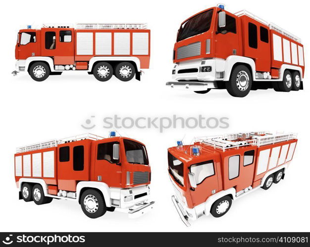 Isolated collection of firetruck