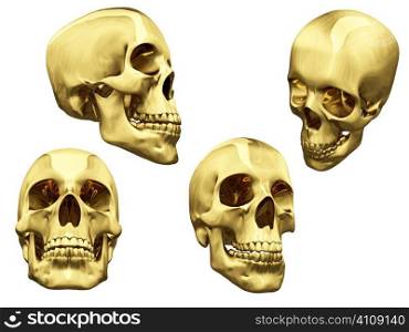 Isolated collection of skulls over white background